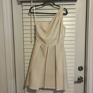 ALFRED SUNG One-Shoulder Cream Cocktail Dress